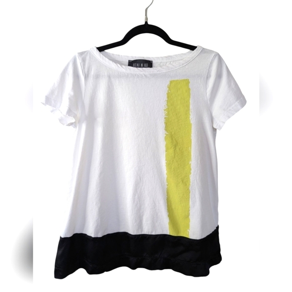 Ozai N Ku Black White And Bright Yellow Tee sz S - Picture 1 of 7
